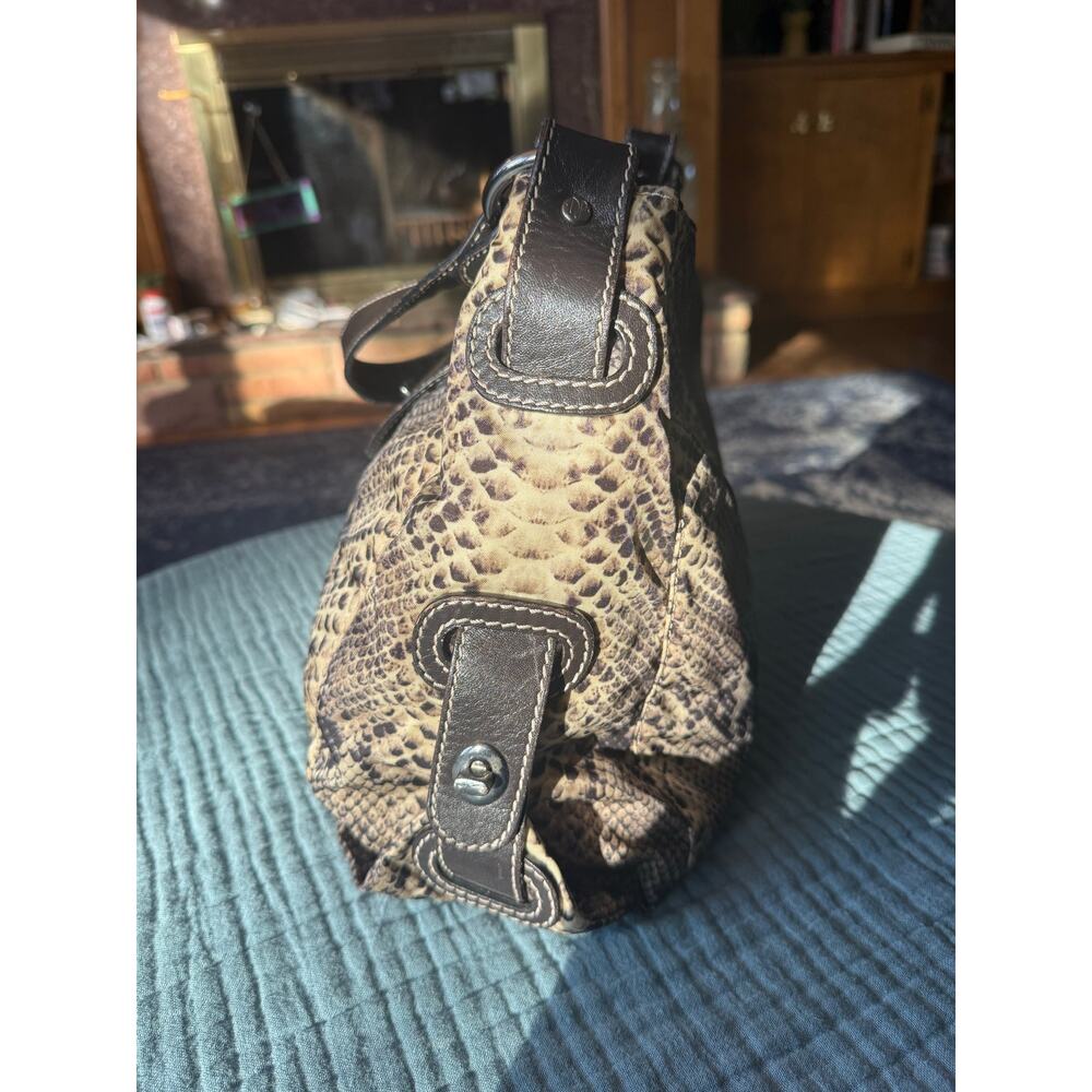 Donald Pliner Python Print Nylon Multi-Compartment Shoulder Bag - Picture 6 of 8